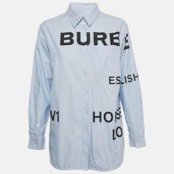 Pre Owned Burberry Blue Horseferry Cotton Button Front Shirt S