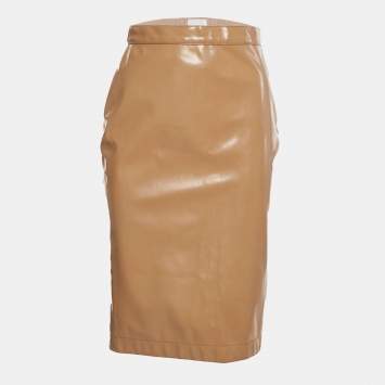 Burberry Beige Synthetic Split Hem Pencil Skirt S 