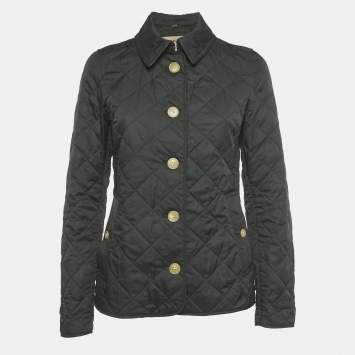 Pre Owned Burberry Black Synthetic Diamond Quilted Jacket S