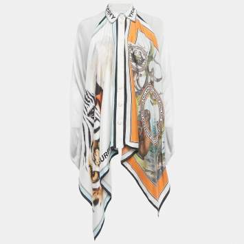 Pre Owned Burberry Grey Scarf Detail Knit Long Sleeve Top XS