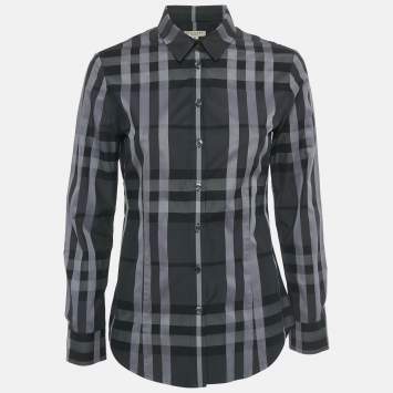 Pre Owned Burberry Monochrome Checkered Cotton Shirt S
