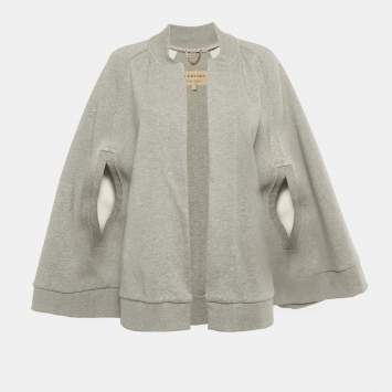مملوكة مسبقًا Burberry Grey Cotton Fish Applique Cape Jacket S