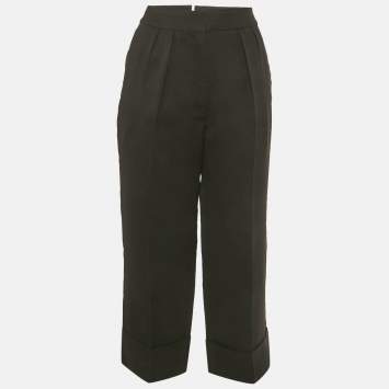 Pre Owned Burberry Black Wool Pleated Trousers S