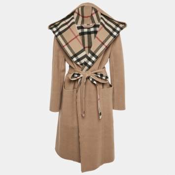 مملوكة مسبقًا Burberry Brown Wool Felt Hooded Coat L