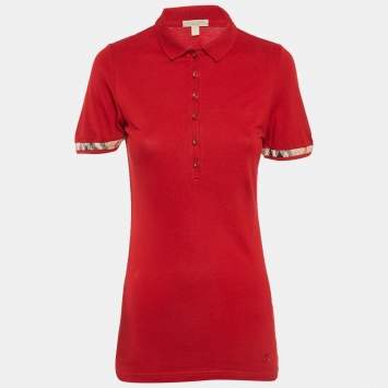 مملوكة مسبقًا Burberry Brit Red Cotton Pique Polo T-Shirt S
