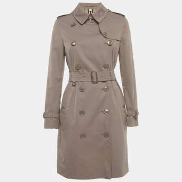 Pre Owned Burberry Brown Gabardine Belted Trench Coat S
