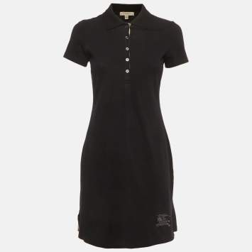 Pre Owned Burberry Brit Black Pique Polo T-Shirt Dress S
