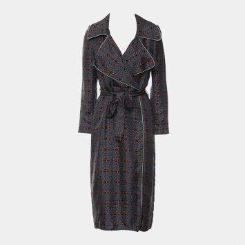 Pre Owned Burberry Notch Collar Surplice Neck Dress