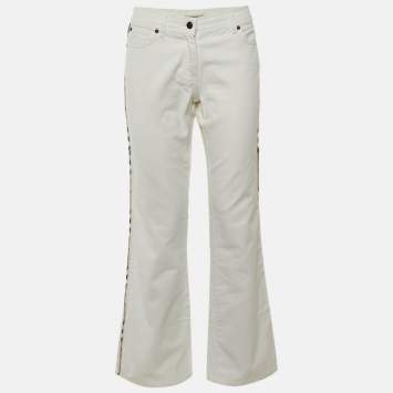 مملوكة مسبقًا Burberry White Denim Straight Leg Jeans S