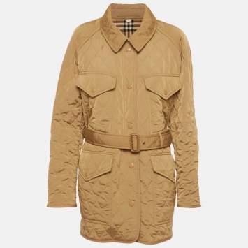 Pre Owned Burberry Beige Nylon Belted Campbell Jacket XL