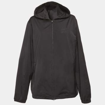 مملوكة مسبقًا Burberry Black Oak Leaf Badge Print Synthetic Jacket L