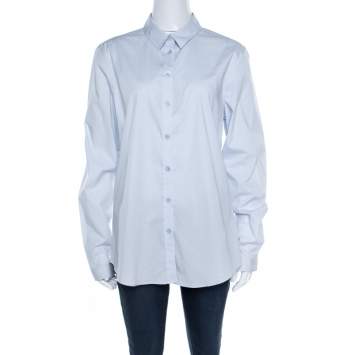 Pre Owned Burberry Brit City Blue Cotton Stretch Button Front Shirt XL