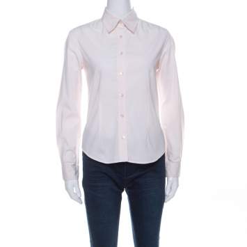 Pre Owned Burberry Light Pink Cotton Button Down Full Sleeve Shirt S