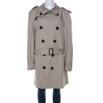 Pre Owned Burberry Brit Beige Cotton Double Breasted Belted Trench Coat XXL