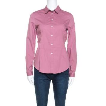 Pre Owned Burberry Brit Pink Stretch Cotton Button Front Shirt S