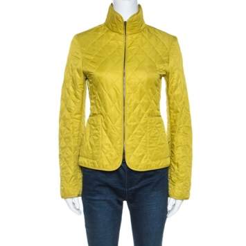 Pre Owned Burberry Pear Green Zip Front Quilted Jacket XS