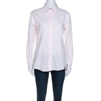 Pre Owned Burberry Light Pink Stretch Cotton Button Front Shirt L