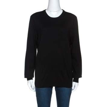 Pre Owned Burberry Brit Black Wool Elbow Patch Detail Crew Neck Dockley Jumper M
