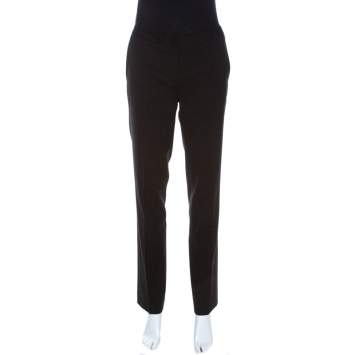Pre Owned Burberry Black Stretch Wool Blend Tailored Trousers S