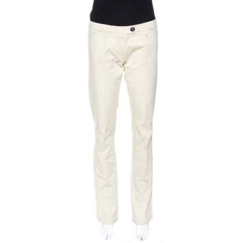 Pre Owned Burberry Beige Cotton Regular Fit Trousers M 