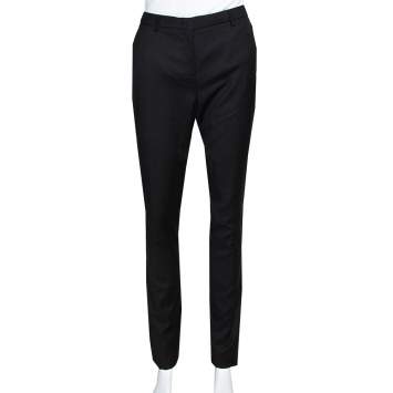Pre Owned Burberry Black Wool Tailored Trousers S