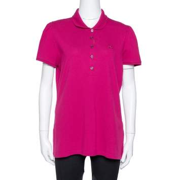 Pre Owned Burberry Brit Fuschia Cotton Pique Fitted Polo T Shirt XL