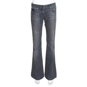 مملوكة مسبقًا Burberry Grey Washed Denim Flared Leg Jeans M