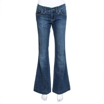 مملوكة مسبقًا Burberry Blue Medium Washed Denim Flared Leg Jeans M