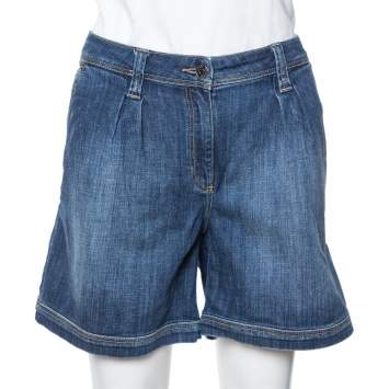 Pre Owned Burberry Brit Blue Denim Pinstone Carrot Leg Shorts L