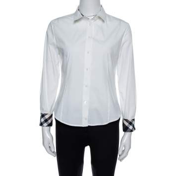 Pre Owned Burberry Brit White Stretch Cotton Long Sleeve Shirt M