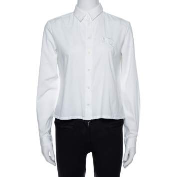 Pre Owned Burberry Brit White Cotton Long Sleeve Shirt M