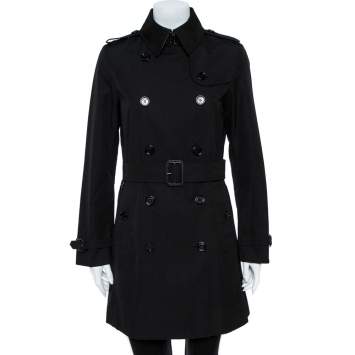 مملوكة مسبقًا Burberry Black Buckingham Belted Coat S