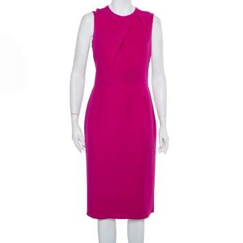 Pre Owned Burberry Purple Silk Draped neck Sleeveless Midi Dress M