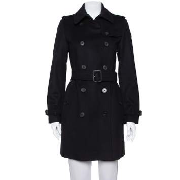مملوكة مسبقًا Burberry Black Wool & Cashmere Belted Double Breasted Coat S