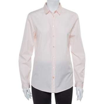 Pre Owned Burberry Brit Pink Cotton Nova Check Trim Detail Button Front Shirt M