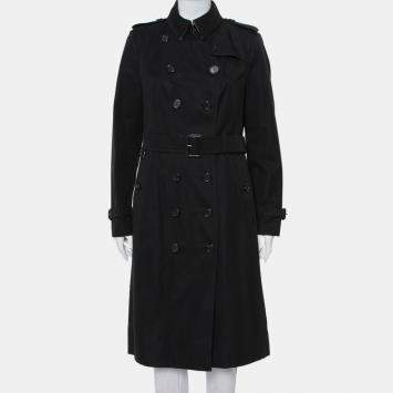 Pre Owned Burberry Black Cotton Double Breasted Belted The Sandringham Extra Long Trench Coat M
