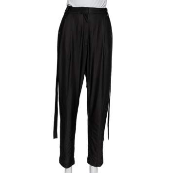 Pre Owned Burberry Black Jersey Strap Detail Tailored Trousers M