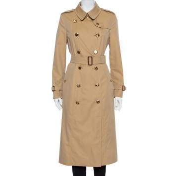 مملوكة مسبقًا Burberry Beige Cotton Belted Double Breasted The Chelsea Trench Coat M