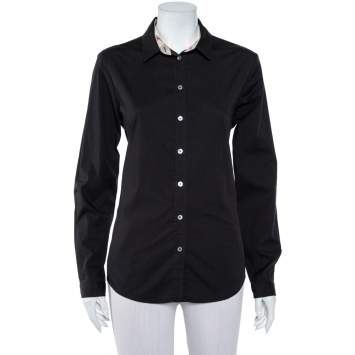 Pre Owned Burberry Brit Black Cotton Button Front Shirt L