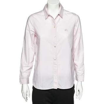 Pre Owned Burberry Brit Pink Striped Cotton Button Front Shirt M