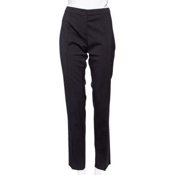 Pre Owned Burberry Black Wool Tapered Leg Trousers M