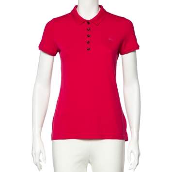 Pre Owned Burberry Brit Pink Cotton Pique Polo T-Shirt S