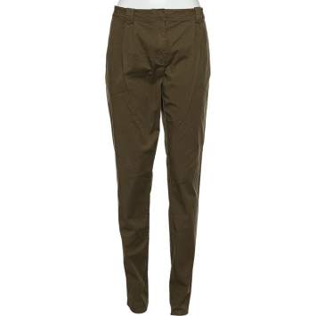 Pre Owned Burberry Brit Khaki Green Cotton Pleated Pants L