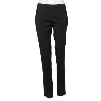 Pre Owned Burberry Black Wool Regular Fit Pants S