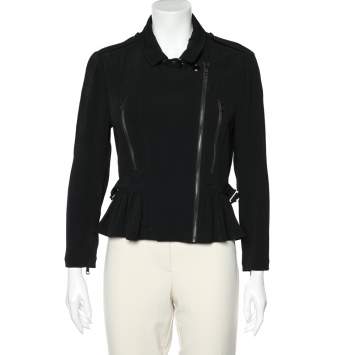 مملوكة مسبقًا Burberry Black Black Crepe Zip Front Jacket M
