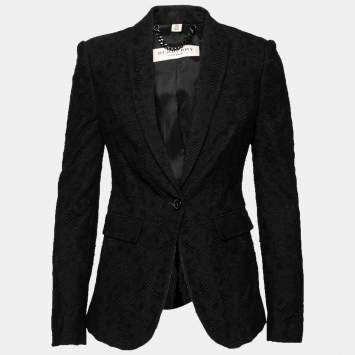 Pre Owned Burberry Black Floral Lace Long Sleeve Blazer S
