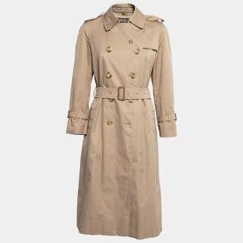 Pre Owned Burberry Vintage Beige Cotton Belted Trench Coat M