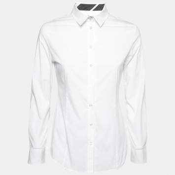 Pre Owned Burberry White Cotton Button Front Shirt S