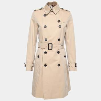 Pre Owned Burberry Beige Cotton Double Breasted Belted Trench Coat M