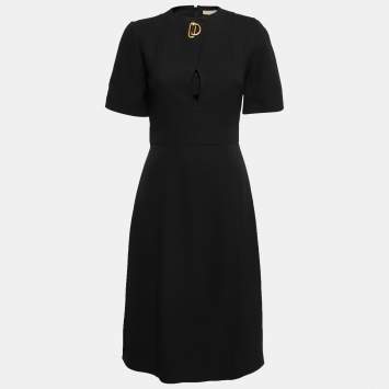 Pre Owned Burberry Black Silk D-Ring Detail Short Sleeve Dress S